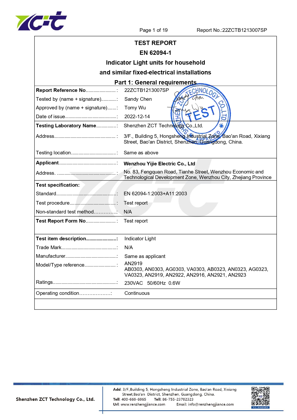 22ZCTB1213007SP+EN 62094-1 report.